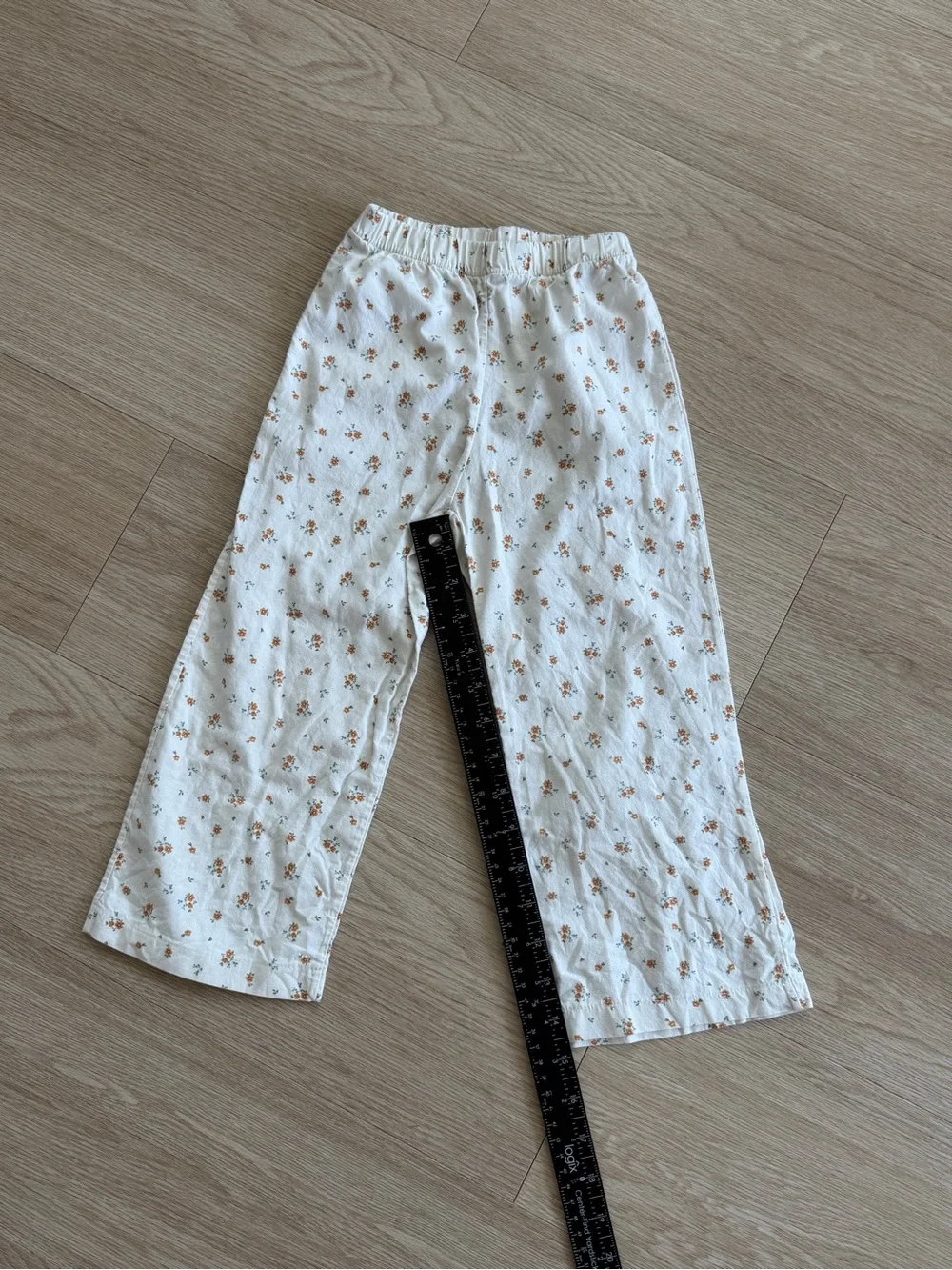 Noa de Cajou Girls Floral Lounge PJ Pants 4-5Y White 100% Cotton Elastic Bottoms